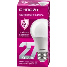 Лампа светодиодная 27 Вт OLL-A60-27-230-4K-E27 PRO 90-240В