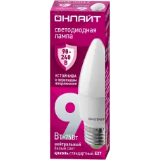 Лампа светодиодная 9 Вт OLL-C37-9-230-4K-E27-FR PRO 90-240В