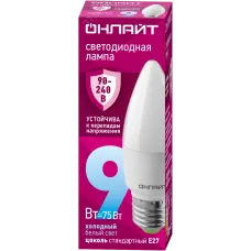 Лампа светодиодная 9 Вт OLL-C37-9-230-6.5K-E27-FR PRO 90-240В