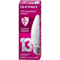 Лампа светодиодная 13 Вт OLL-C37-13-230-4K-E27-FR PRO 90-240В