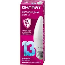 Лампа светодиодная 13 Вт OLL-C37-13-230-6.5K-E27-FR PRO 90-240В