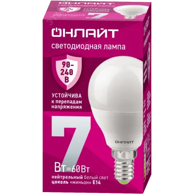 Лампа светодиодная 7 Вт OLL-G45-7-230-4K-E14-FR PRO 90-240В