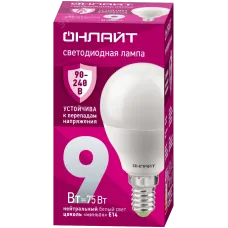 Лампа светодиодная 9 Вт OLL-G45-9-230-4K-E14-FR PRO 90-240В