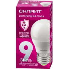 Лампа светодиодная 9 Вт OLL-G45-9-230-4K-E27-FR PRO 90-240В