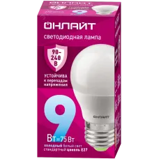 Лампа светодиодная 9 Вт OLL-G45-9-230-6.5K-E27-FR PRO 90-240В