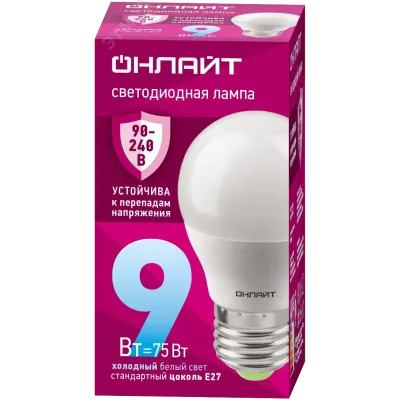 Лампа светодиодная 9 Вт OLL-G45-9-230-6.5K-E27-FR PRO 90-240В