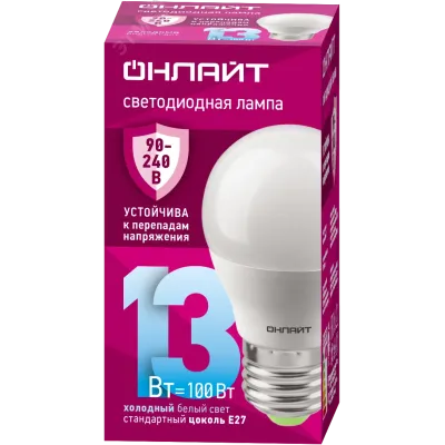 Лампа светодиодная 13 Вт OLL-G45-13-230-6.5K-E27-FR PRO 90-240В