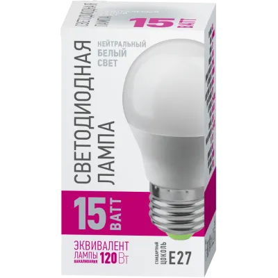 Лампа светодиодная 15 Вт OLL-G45-15-230-4K-E27-PROMO
