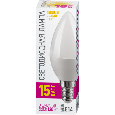 Лампа светодиодная 15вт OLL-C37-15-230-2.7K-E14-PROMO ОНЛАЙТ