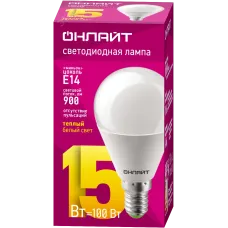 Лампа ОНЛАЙТ 90 458 OLL-G45-15-230-2.7K-E14-FR
