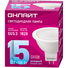 Лампа ОНЛАЙТ 90 466 OLL-MR16-15-230-6.5K-GU5.3