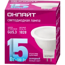 Лампа ОНЛАЙТ 90 466 OLL-MR16-15-230-6.5K-GU5.3