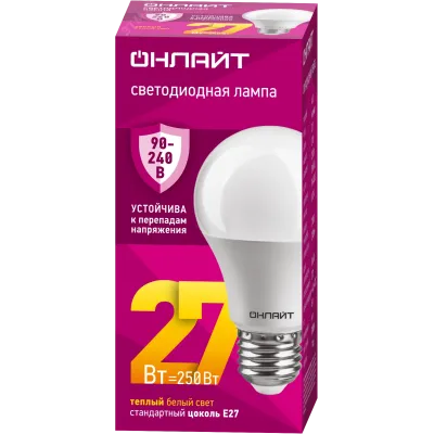 Лампа ОНЛАЙТ 90 535 OLL-A60-27-230-2.7К-E27 (PRO 90-240 В)
