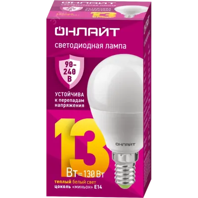 Лампа ОНЛАЙТ 90 543 OLL-G45-13-230-2.7К-E14-FR (PRO 90-240 В)