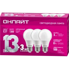 Лампа ОНЛАЙТ 90 605 OLL-A60-13-230-4K-E27-PACK3
