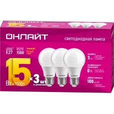 Лампа ОНЛАЙТ 90 606 OLL-A60-15-230-2.7K-E27-PACK3