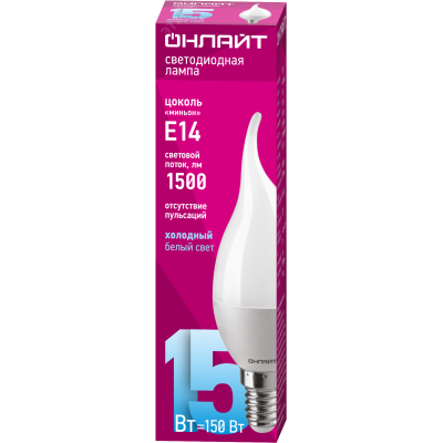Лампа ОНЛАЙТ 90 623 OLL-FC37-15-230-6.5K-E14-FR