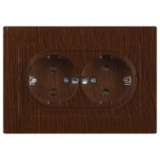 Розетка Intro Accent 6-205-10 , 2X2P+E Schuko, 16А-250В, IP20, СУ, AL/CU, венге