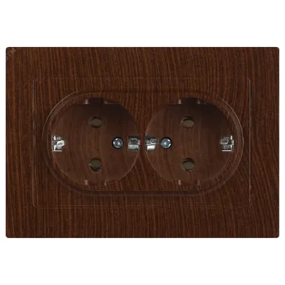 Розетка Intro Accent 6-205-10 , 2X2P+E Schuko, 16А-250В, IP20, СУ, AL/CU, венге