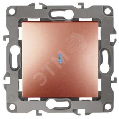 12-1102-14 ЭРА Выключатель с подсветкой, 10АХ-250В, IP20, Эра12, медь (10/100/2500)