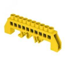 Шина 0 РЕ (8х12мм) 10 отверстий латунь желтый нейлоновый корпус комбинированный EKF PROxima