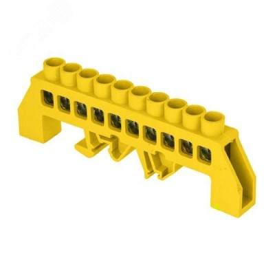 Шина 0 РЕ (8х12мм) 10 отверстий латунь желтый нейлоновый корпус комбинированный EKF PROxima