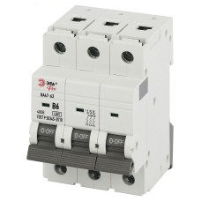 Автоматический выключатель ЭРА PRO VA63-3P06B6 ВА47-63 3P 6А кривая B 6кА