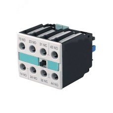 Блок-контакт 3RH1921-1FA40, 4НО, для контакторов типоразмеров S0…S12, фронтальный, винтовые клеммы