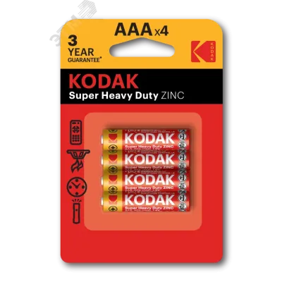 Батарейки Kodak R03-4BL SUPER HEAVY DUTY Zinc [K3AHZ-4] (48/240/54000)