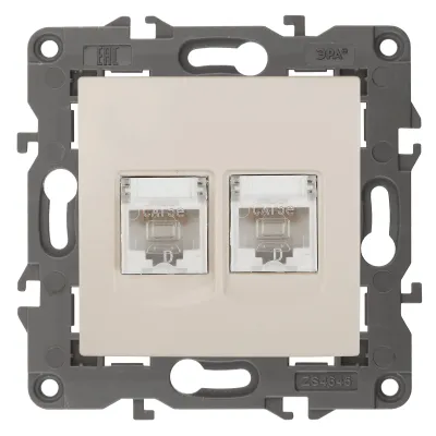 14-3108-02 ЭРА Розетка 2хRJ45, IP20, сл.кость (10/100/1200)