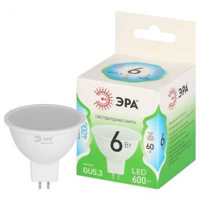 Лампа светодиодная ЭРА GREEN LINE LED MR16-6W-840-GU5.3 GL GU5.3 6 Вт софит яркий белый свет