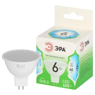 Лампа светодиодная ЭРА GREEN LINE LED MR16-6W-840-GU5.3 GL GU5.3 6 Вт софит яркий белый свет