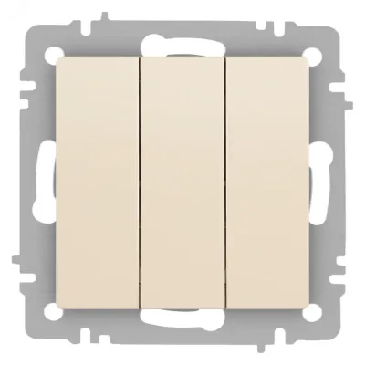 Выключатель Intro Accent 6-106-02 тройной, 10А-250В, IP20, СУ, AL/CU, сл.кость