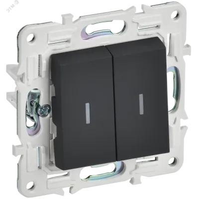 SKANDY Выключатель 2-клавишный проходной с индикацией 10А SK-V10G графит IEK