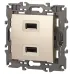 14-4110-04 ЭРА Устройство зарядное USB, 230В/5В-2100мА, IP20, Эра Elegance, шампань (6/60/960)