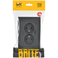 BRITE Розетка 2-местная без заземления без защитных шторок 10А в сборе РС12-2-БрГ графит IEK