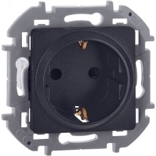 Розетка 1-местная с заземлением с защитными шторками 16А антрацит INSPIRIA