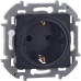 Розетка 1-местная с заземлением с защитными шторками 16А антрацит INSPIRIA Розетка 1-местная с заземлением с защитными шторками 16А антрацит INSPIRIA