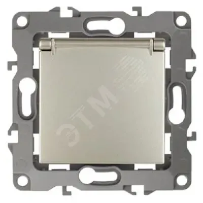 12-2103-04 ЭРА Розетка 2P+E Schuko со шторками с крышкой, 16A-250В, IP20, Эра12, шампань (10/100/250