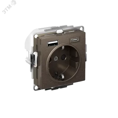 ATLASDESIGN РОЗЕТКА 16А c 2 USB A+C, 5В/2,4А/3,0А, 2х5В/1,5А, механизм, МОККО