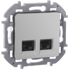 Розетка компьютерная двойная RJ45 категория 5Е UTP алюминий INSPIRIA