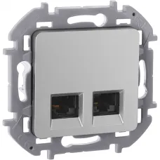 Розетка компьютерная двойная RJ45 категория 5Е UTP алюминий INSPIRIA