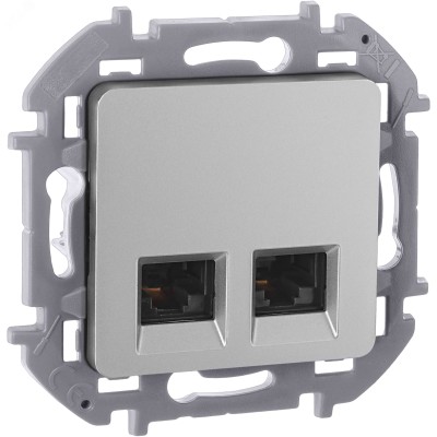Розетка компьютерная двойная RJ45 категория 5Е UTP алюминий INSPIRIA