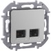 Розетка компьютерная двойная RJ45 категория 5Е UTP алюминий INSPIRIA