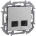 Розетка компьютерная двойная RJ45 категория 5Е UTP алюминий INSPIRIA