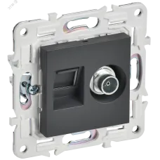 SKANDY Розетка двойная TV+RJ45 кат.6E SK-A15T титан IEK