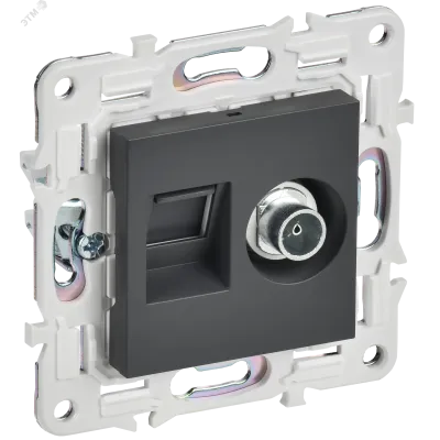 SKANDY Розетка двойная TV+RJ45 кат.6E SK-A15T титан IEK