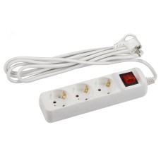 Удлинитель электрический ЭРА U-3es-3m-3x1,5 с заземлением с выключателем 3 розетки 3м ПВС 3x1,5мм2 16А