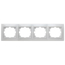 Рамка для розеток и выключателей Intro Plano 1-504-01 на 4 поста горизонтальная, СУ, белый