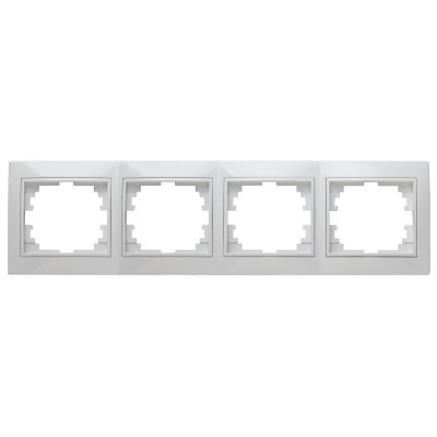 Рамка для розеток и выключателей Intro Plano 1-504-01 на 4 поста горизонтальная, СУ, белый